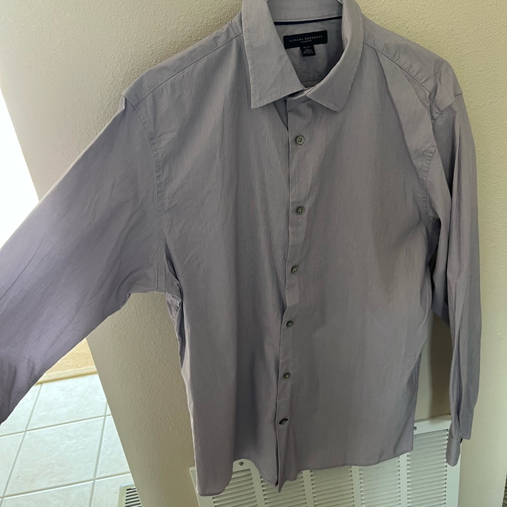 Banana Republic Gray Dress Shirt Classic Formal Style